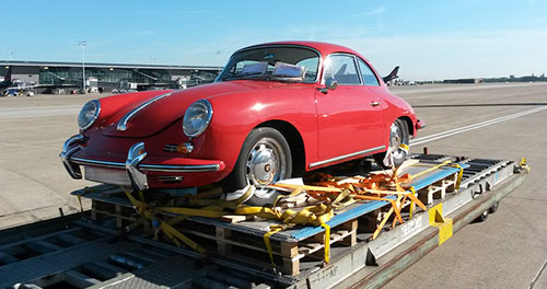 classic porsche on trailer